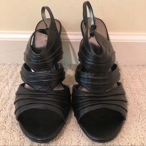 Marc Fisher Black Leather Heels: Comfy/Worn Twice